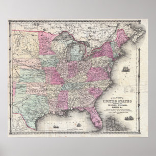 Póster Mapa da guerra civil de Colton
