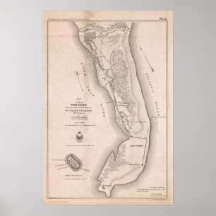 Póster Mapa da guerra civil de Fisher do forte