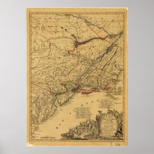 Póster Mapa da guerra de revolucionário americano por J.