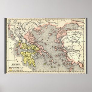 Poster Mapa da Guerra do Peloponeso (1899)