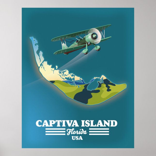 Poster Mapa da Ilha Captiva Flórida EUA (Frente)