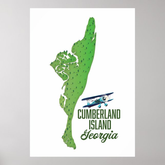 Poster Mapa da ilha Cumberland Geórgia (Frente)
