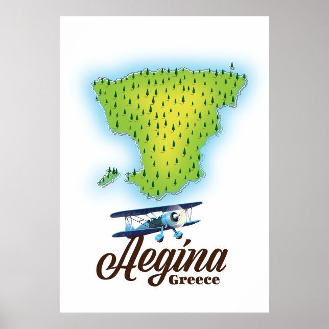 Poster mapa da ilha da Grécia Aegina (Frente)