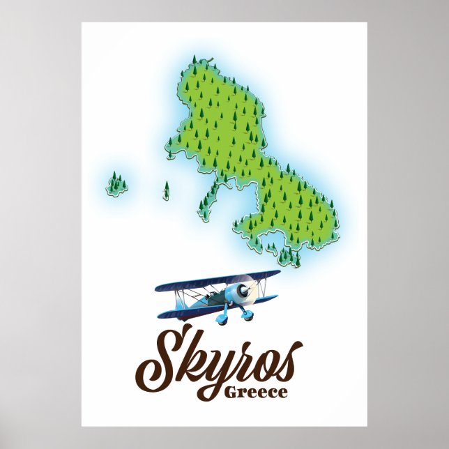 Poster mapa da ilha da Grécia Skyros (Frente)
