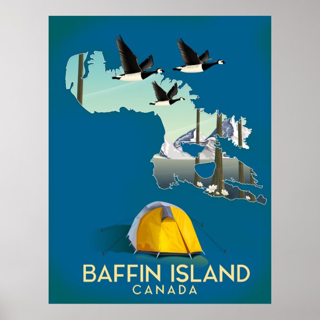 Poster mapa da ilha de Baffin Canadá pôster de viagem (Frente)