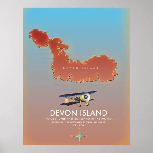 Poster Mapa da ilha de Devon, Canadá (Frente)