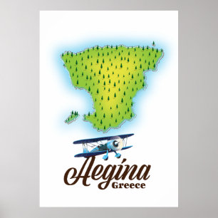 Poster Mapa da ilha de Grécias da Aegina