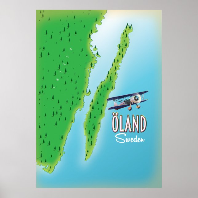 Poster mapa da ilha de Öland Suecia (Frente)