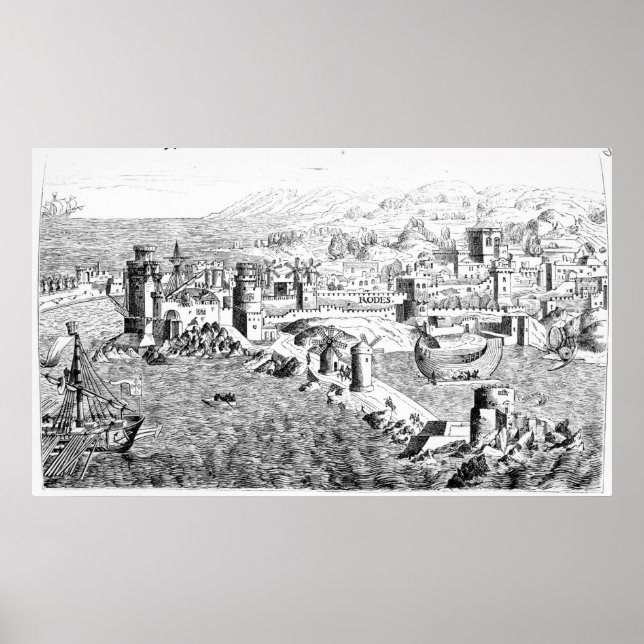 Póster Mapa da Ilha de Rodes (Frente)