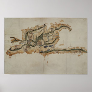 Póster Mapa da ilha de Santo Domingo