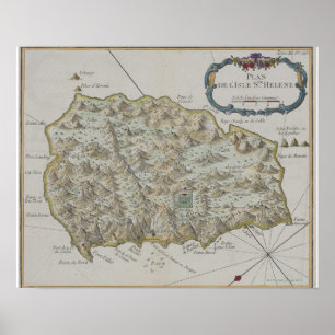 Póster Mapa da ilha de St Helena
