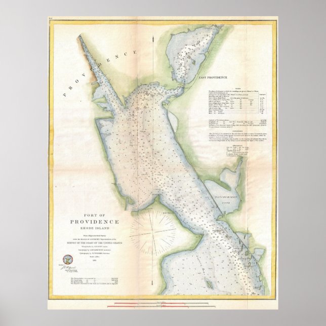 Poster Mapa da Ilha do Porto de Providence (1865) (Frente)