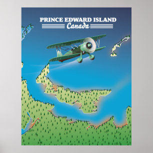 Poster Mapa da Ilha do Príncipe Eduardo, Canadá.