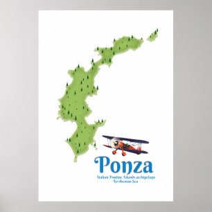 Poster Mapa da ilha italiana de Ponza.