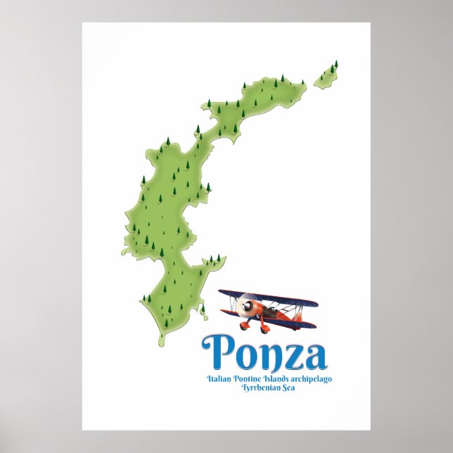 Poster Mapa da ilha italiana de Ponza. (Frente)