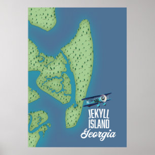 Poster Mapa da Ilha Jekyll Geórgia EUA