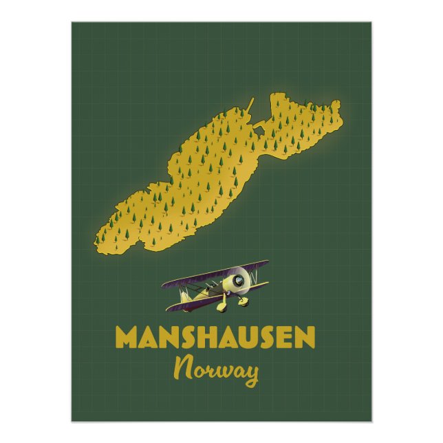 Póster Mapa da Ilha Manshausen Noruega (Frente)
