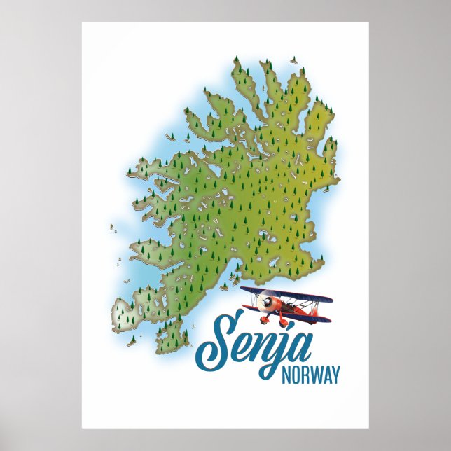 Poster mapa da ilha Senja Noway (Frente)
