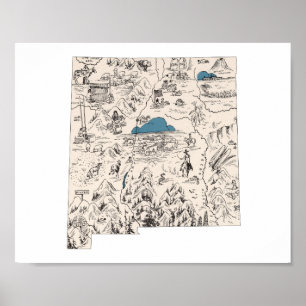 Póster Mapa da imagem do vintage de New mexico