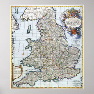Poster - Mapa da Inglaterra do século 14