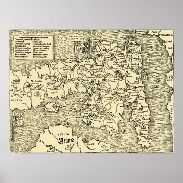 Poster Mapa da Inglaterra na Universidade Geográfica de P (Frente)