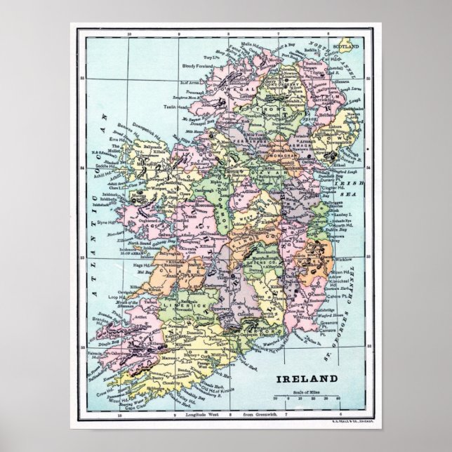 Poster - Mapa da Irlanda (Frente)