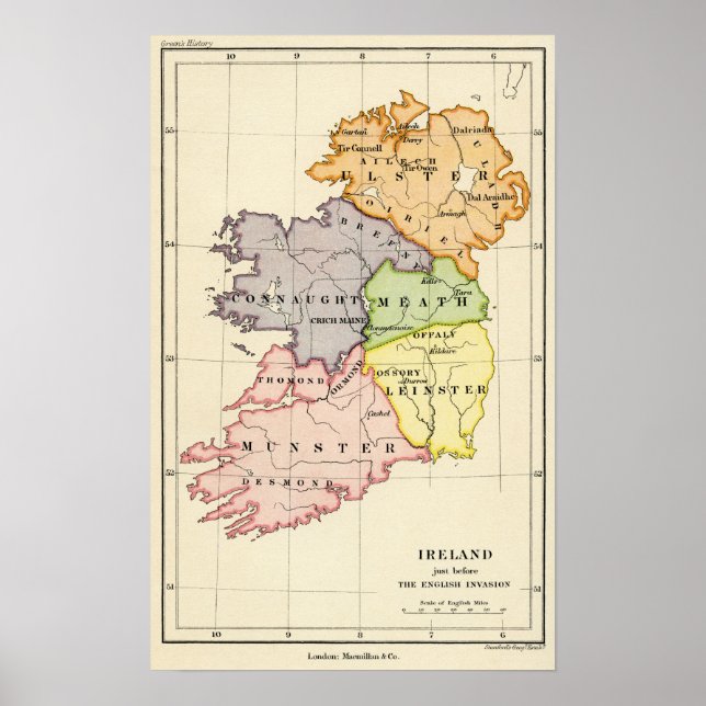Poster Mapa da Irlanda (Frente)