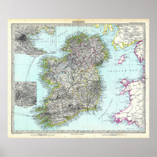 Poster Mapa da Irlanda (1891)