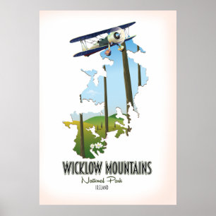 Poster mapa da irlanda do parque nacional das montanhas w