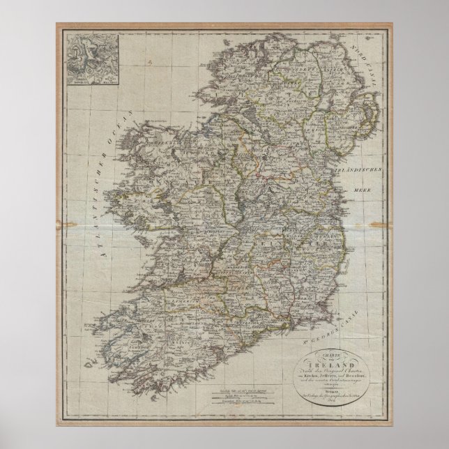 Poster Mapa da Irlanda em 1804 (Frente)