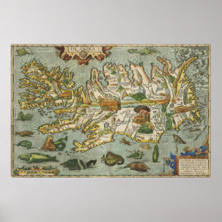 Póster Mapa da Islândia 1590