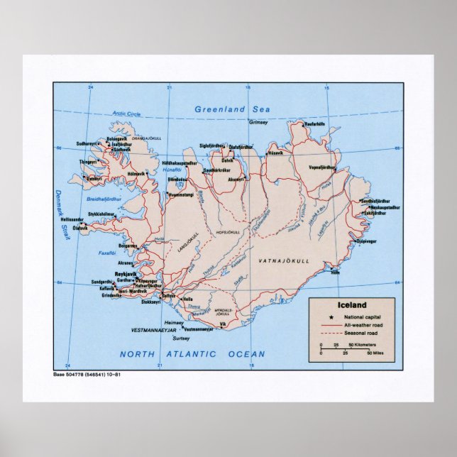 Poster Mapa da Islândia (1981) (Frente)