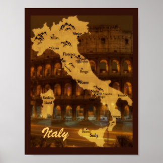 Poster Mapa da Itália