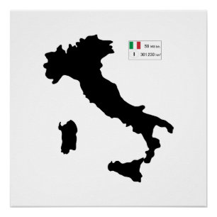 Póster Mapa da Itália e grandes dados