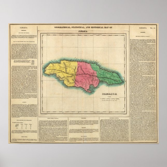 Póster Mapa Da Jamaica (Frente)
