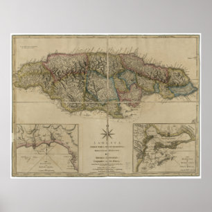 Póster Mapa da Jamaica (1775)