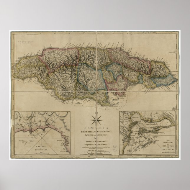Póster Mapa da Jamaica (1775) (Frente)