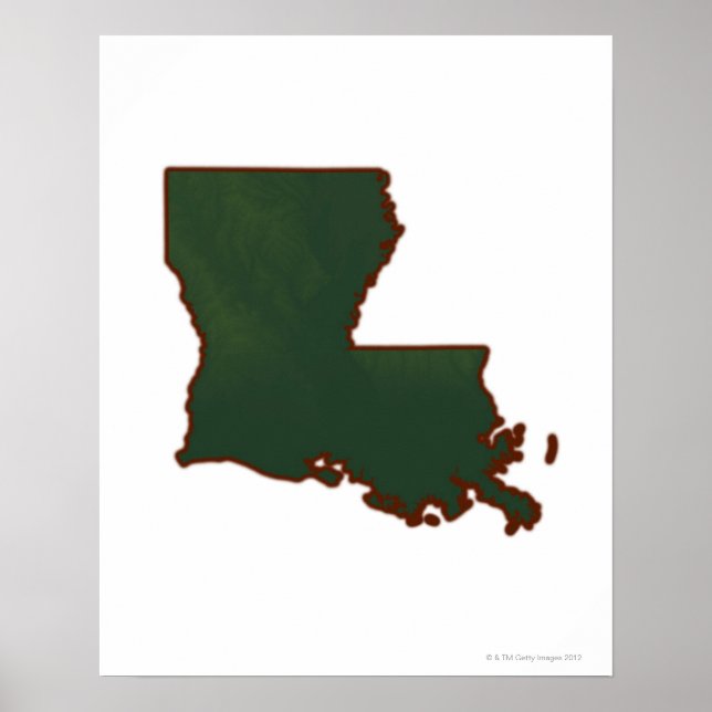 Póster Mapa da Louisiana (Frente)