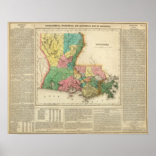 Póster Mapa Da Louisiana