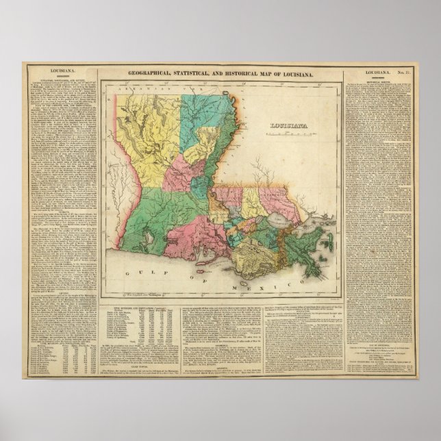 Póster Mapa Da Louisiana (Frente)