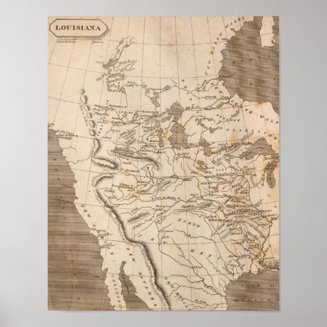 Póster Mapa da Louisiana por Arrowsmith (Frente)