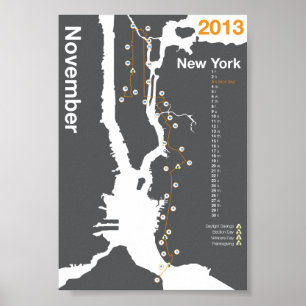 Póster Mapa da maratona da Nova Iorque