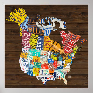 Póster Mapa da matrícula de America do Norte - de Canad