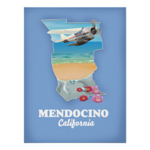 Póster Mapa da Mendocino Califórnia