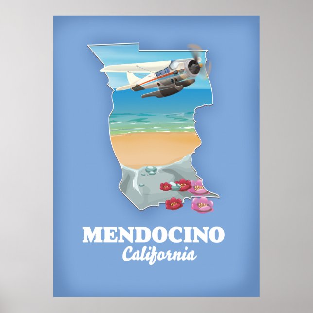 Poster Mapa da Mendocino Califórnia (Frente)