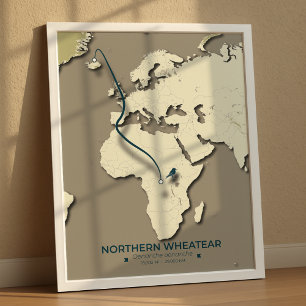 Poster Mapa da migração de rodas de norte - Minimalista