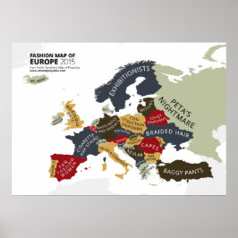 Póster Mapa da Moda Europa