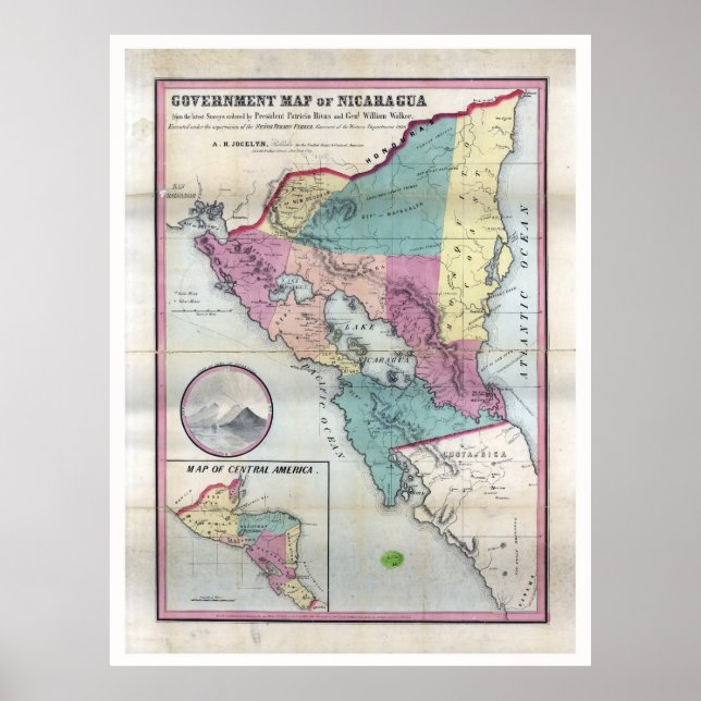 Poster Mapa da Nicarágua (1856) (Frente)
