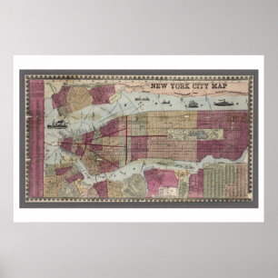 Poster Mapa da Nova Iorque (1857)