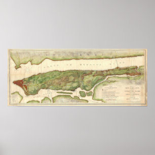 Póster Mapa da Nova Iorque durante o mapa revolucionário